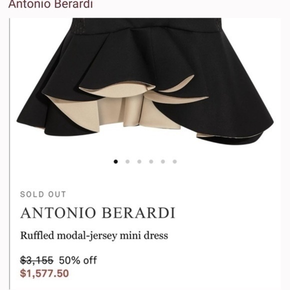 Antonio Berardi Dress Womens size 8 Black Ruffled Modal Jersey - Picture 3 of 12